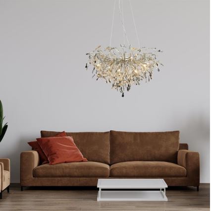 Crystal chandelier on a string 13xG9/40W/230V shiny chrome