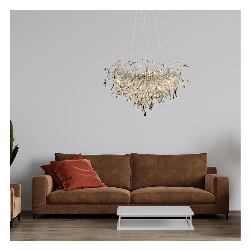 Crystal chandelier on a string 13xG9/40W/230V shiny chrome