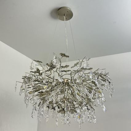 Crystal chandelier on a string 13xG9/40W/230V shiny chrome