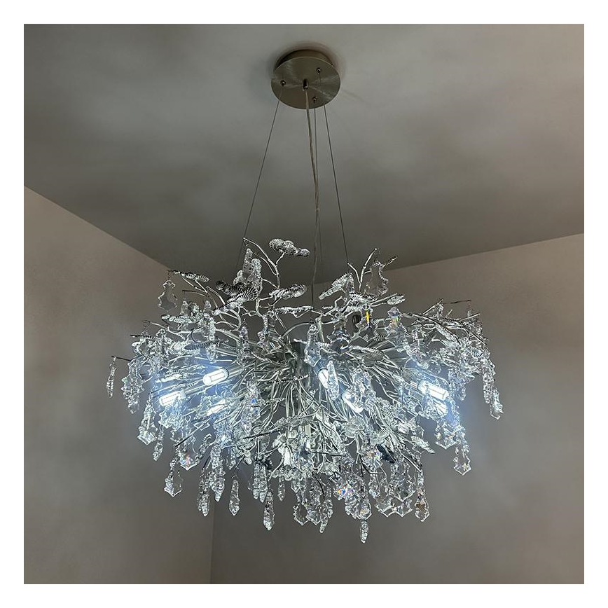 Crystal chandelier on a string 13xG9/40W/230V shiny chrome