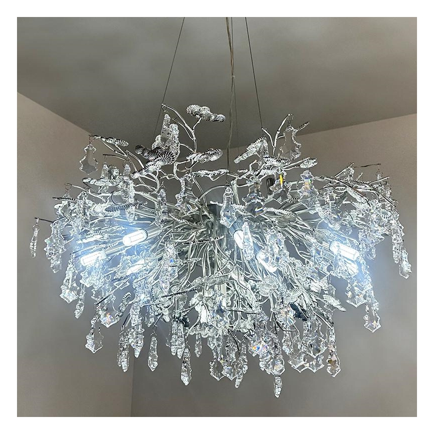 Crystal chandelier on a string 13xG9/40W/230V shiny chrome