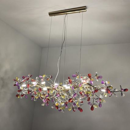 Crystal chandelier on a string 13xG9/40W/230V colorful