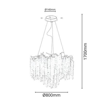 Crystal chandelier on a string 13xG9/40W/230V gold