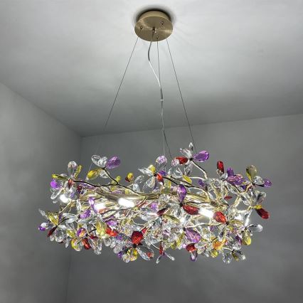Crystal chandelier on a string 16xG9/40W/230V colorful