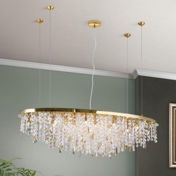 Crystal chandelier on a string CRYSTALRIVER 21xG9/40W/230V gold