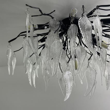 Crystal surface-mounted chandelier 10xG9/40W/230V black