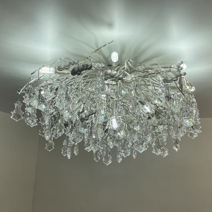 Crystal surface-mounted chandelier 12xG9/40W/230V shiny chrome