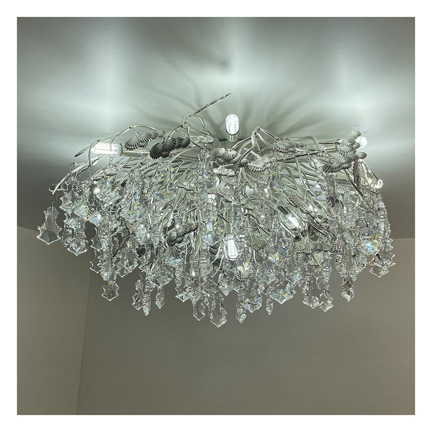 Crystal surface-mounted chandelier 12xG9/40W/230V shiny chrome