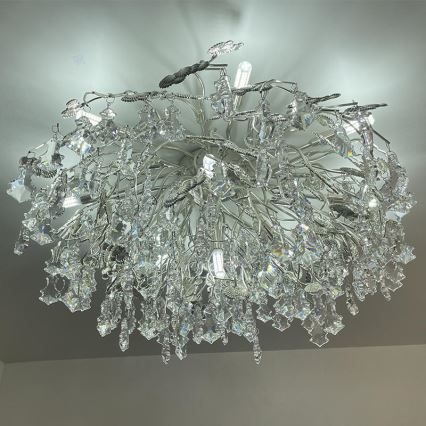 Crystal surface-mounted chandelier 12xG9/40W/230V shiny chrome