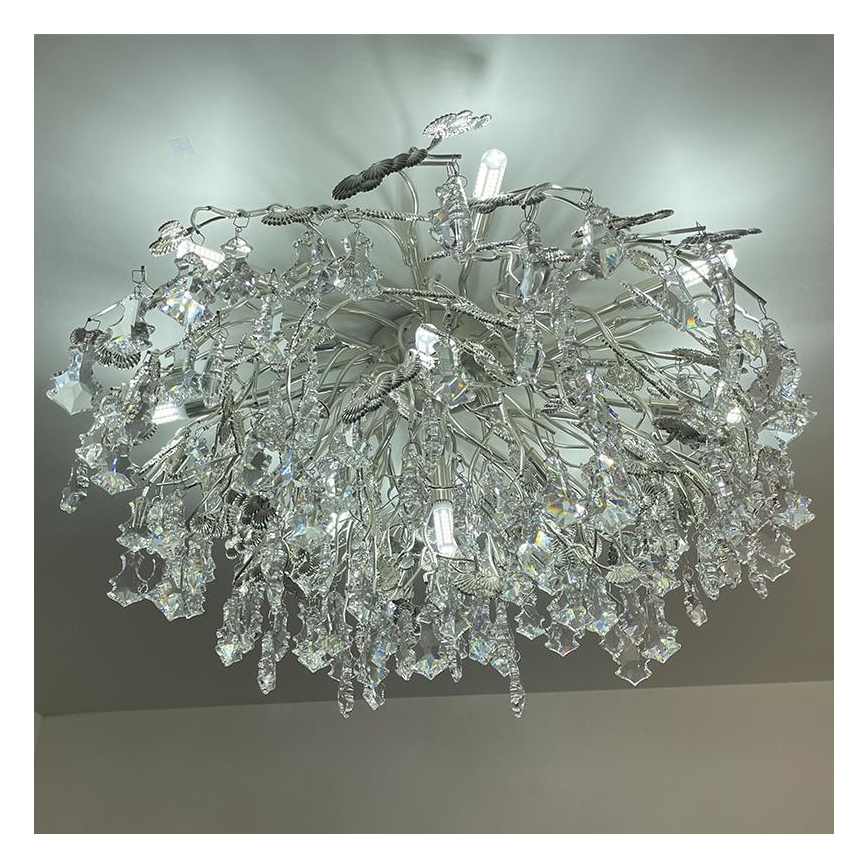 Crystal surface-mounted chandelier 12xG9/40W/230V shiny chrome