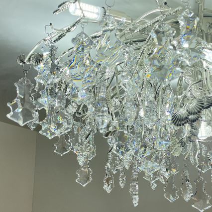 Crystal surface-mounted chandelier 12xG9/40W/230V shiny chrome
