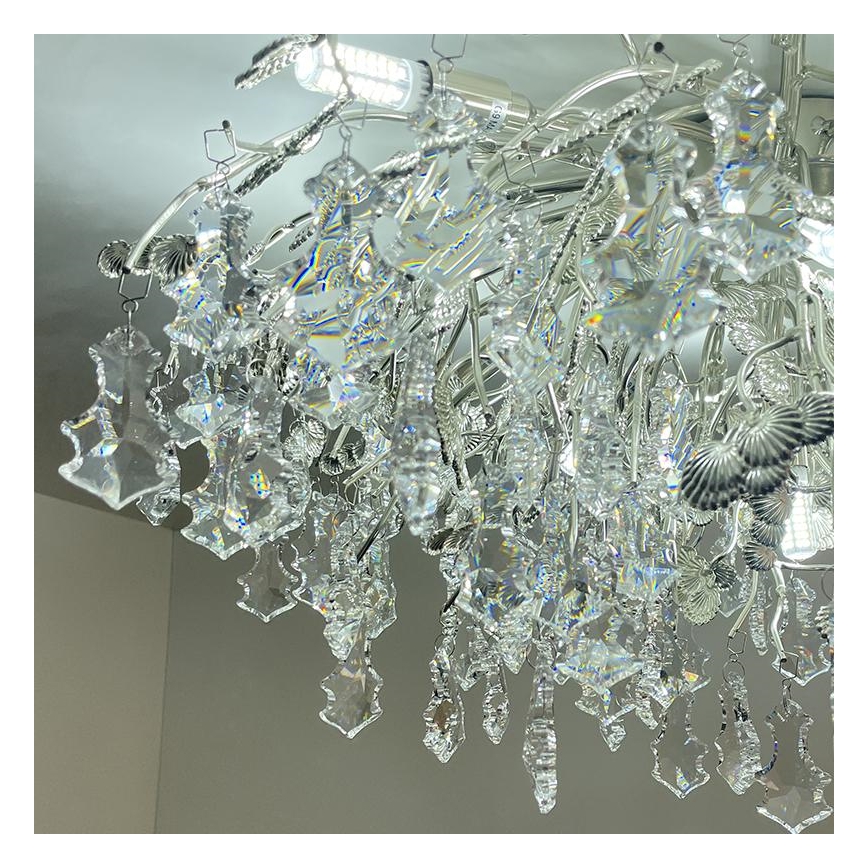 Crystal surface-mounted chandelier 12xG9/40W/230V shiny chrome