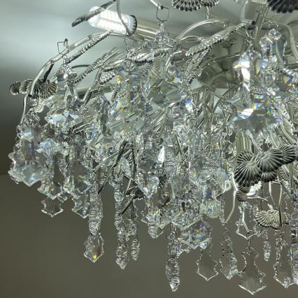 Crystal surface-mounted chandelier 12xG9/40W/230V shiny chrome