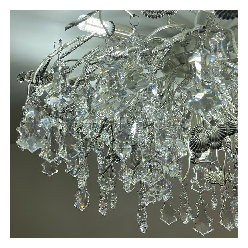 Crystal surface-mounted chandelier 12xG9/40W/230V shiny chrome