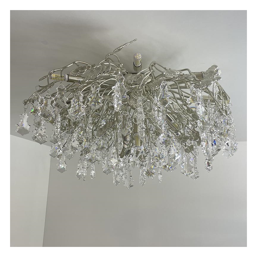 Crystal surface-mounted chandelier 12xG9/40W/230V shiny chrome