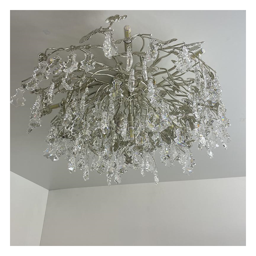 Crystal surface-mounted chandelier 12xG9/40W/230V shiny chrome