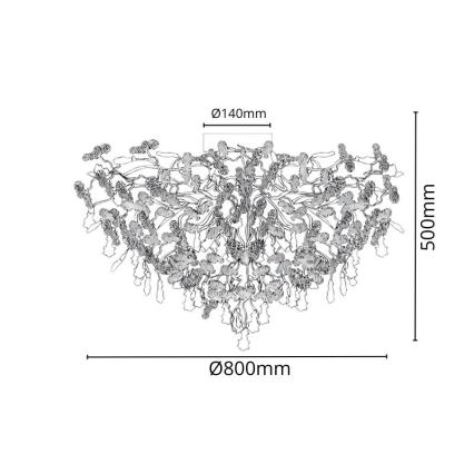Crystal surface-mounted chandelier 12xG9/40W/230V shiny chrome