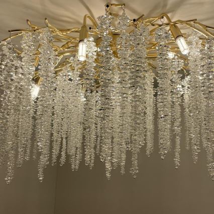 Crystal surface-mounted chandelier 12xG9/40W/230V gold