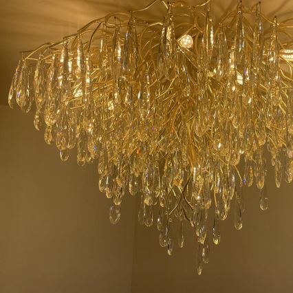 Crystal surface-mounted chandelier 12xG9/40W/230V gold