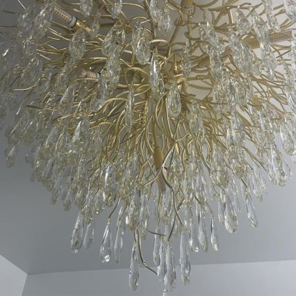 Crystal surface-mounted chandelier 12xG9/40W/230V gold