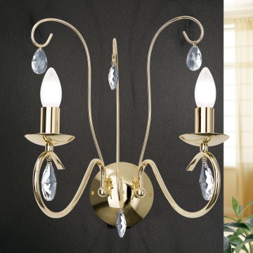 Crystal wall light ALESSIA 2xE14/40W/230V gold