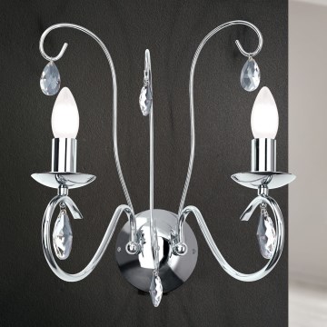 Crystal wall light ALESSIA 2xE14/40W/230V shiny chrome