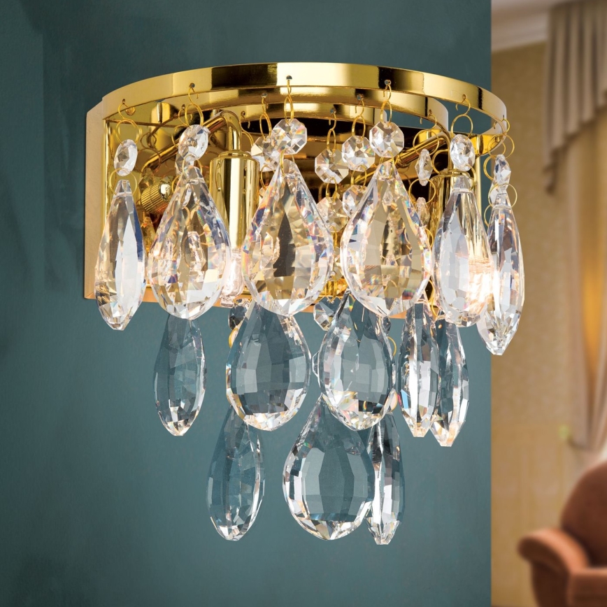 Crystal wall light CELESTE 2xG9/40W/230V gold