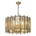 CRYSTALLINE Chain-Hung Chandelier, 6xE14/40W/230V, Brass