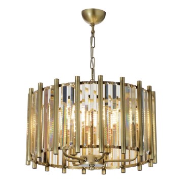CRYSTALLINE Chain-Hung Chandelier, 6xE14/40W/230V, Brass