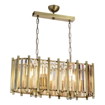 CRYSTALLINE Chain-Hung Chandelier 6xE14/40W/230V Brass