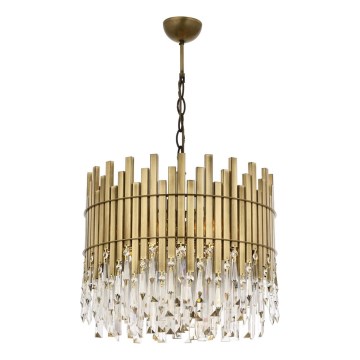 CRYSTALLINE Chain Pendant Light 6xE27/40W/230V, Diameter 40 cm in Brass