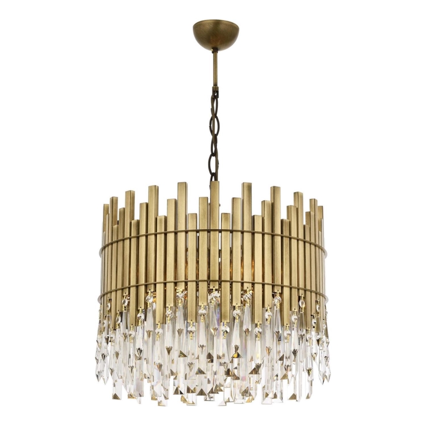 CRYSTALLINE Chain Pendant Light 6xE27/40W/230V, Diameter 40 cm in Brass