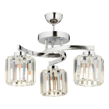 CRYSTALLINE flush‑mount chandelier 3xE27/40W/230V, polished chrome