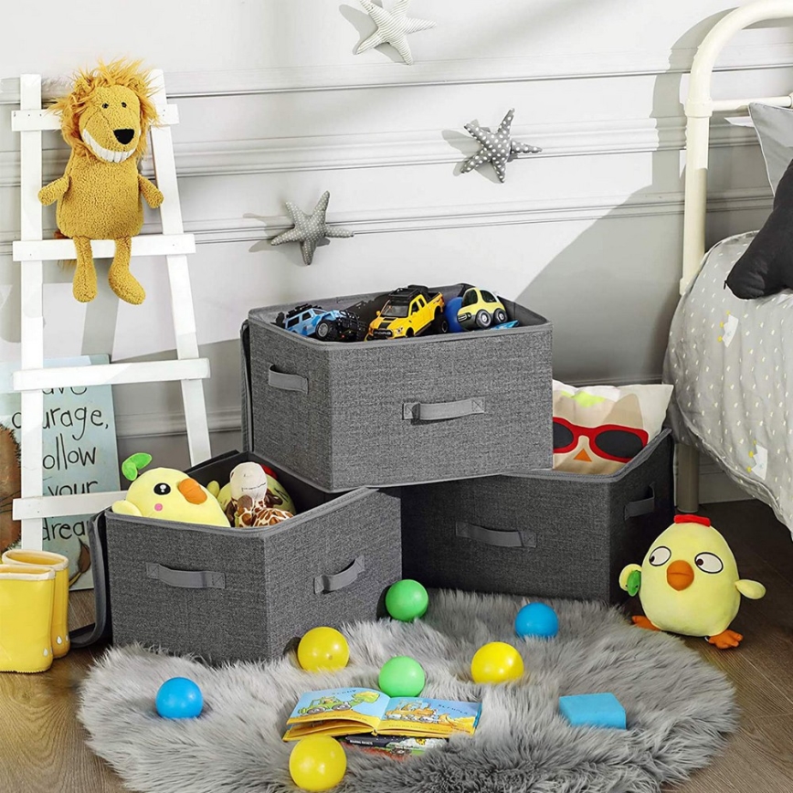 CURAN 3-piece gray zippered storage box set