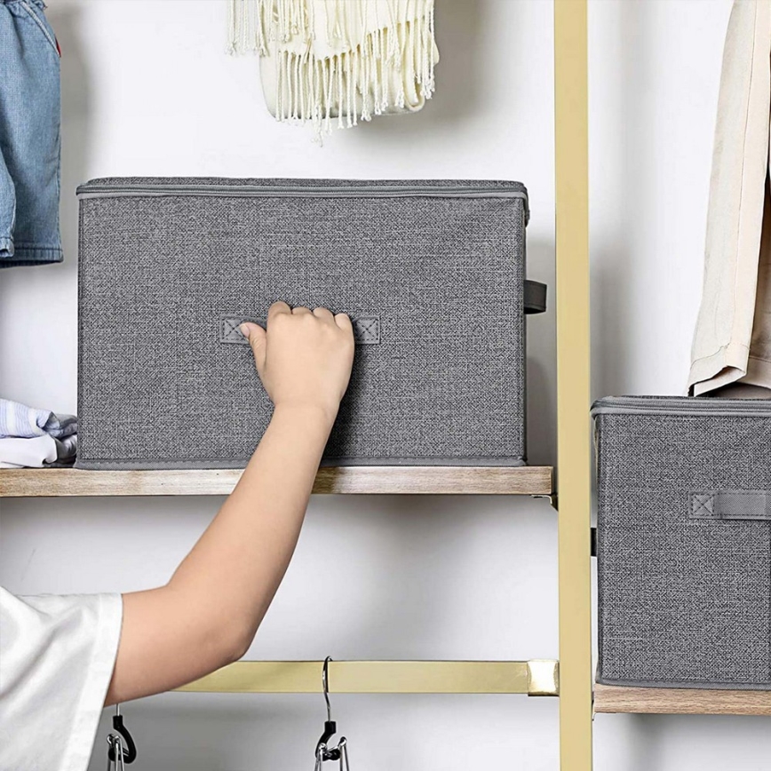 CURAN 3-piece gray zippered storage box set