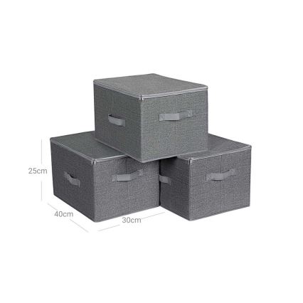CURAN 3-piece gray zippered storage box set