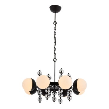 DAISY Chain-Hung Chandelier 8xE27/40W/230V — Black/Polished Chrome