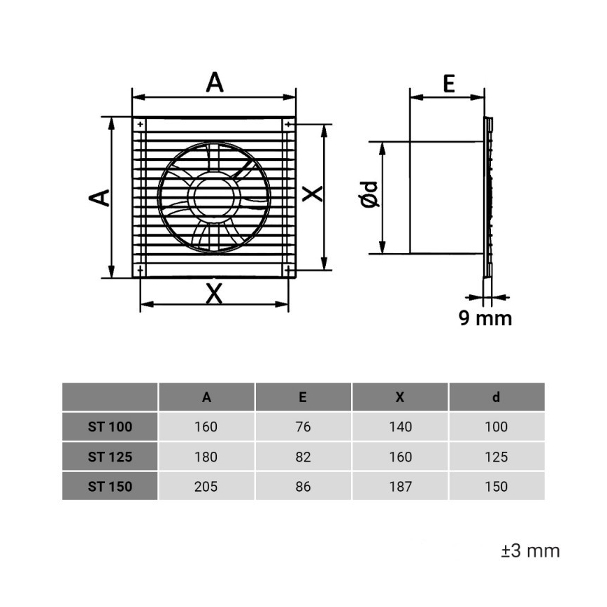 Dalap 1220 - Axial fan with protective grille 125 ST 16W/230V
