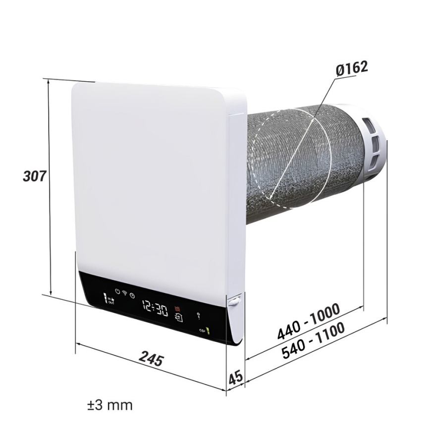 Dalap 25B160 - Local room heat recovery unit BRISE 160 22W/230V Wi-Fi + remote control
