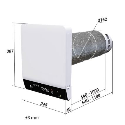 Dalap 25BP160 - Room heat recovery unit BRISE 160 PROFI 22W/230V Wi-Fi + remote control