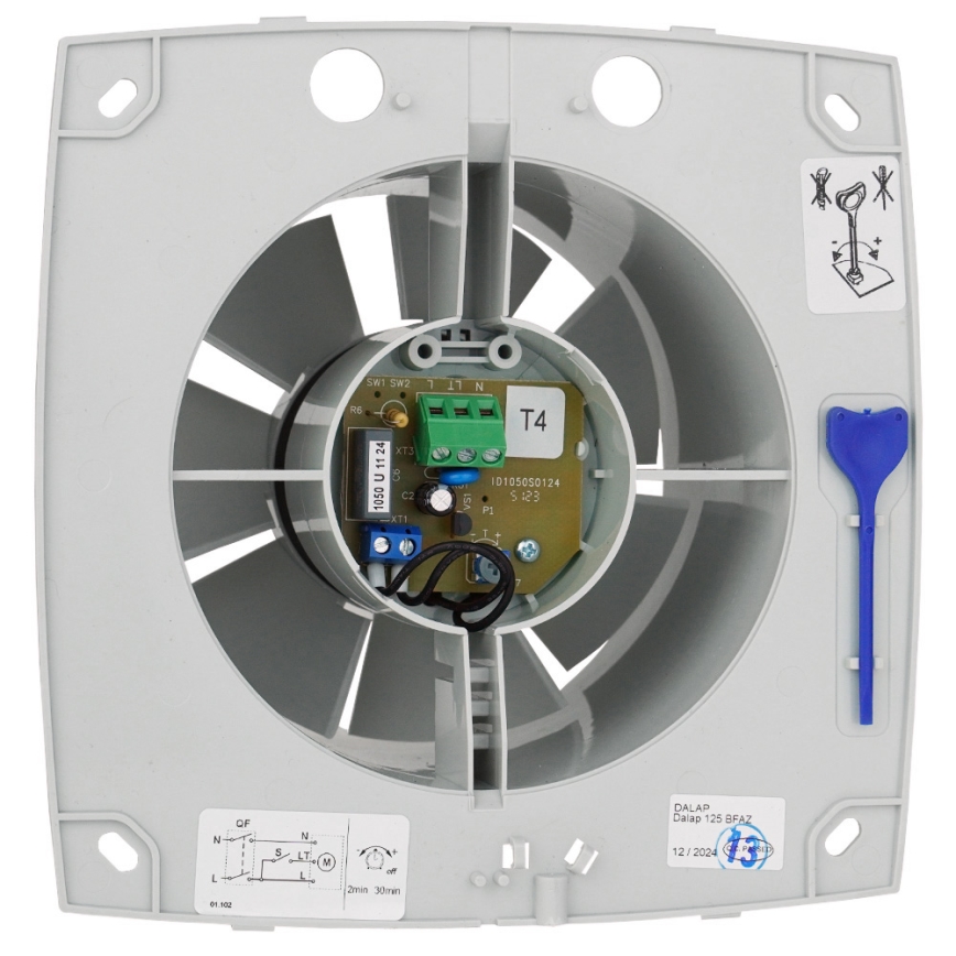 Dalap 41016 - Axial fan with timer 100 BFAZ 16W/230V