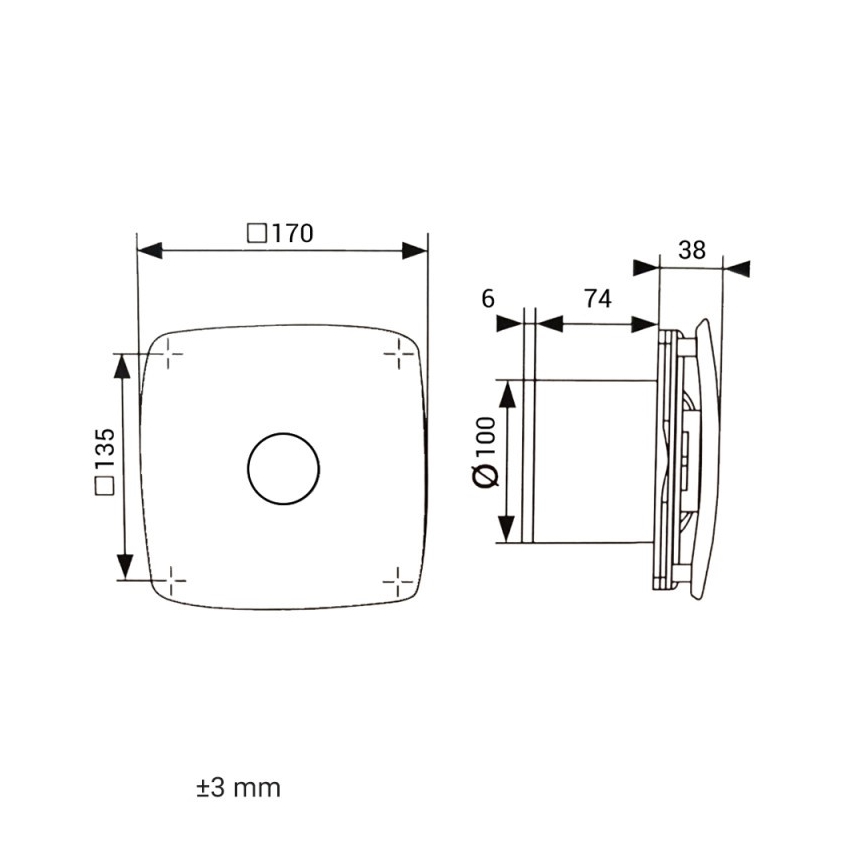 Dalap 41093 - Axial fan 100 ONYX 14W/230V