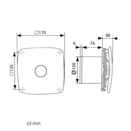 Dalap 41093zw - Axial fan with timer 100 ONYX ZW 14W/230V