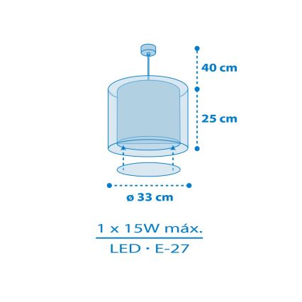 Dalber 40672 - Children's pendant light WORLD 1xE27/15W/230V Blue