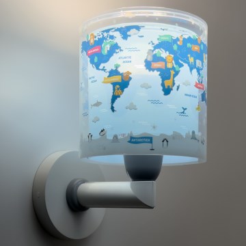 Dalber 40679 - Kids' wall lamp WORLD 1xE27/15W/230V blue