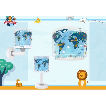 Dalber 40679 - Kids' wall lamp WORLD 1xE27/15W/230V blue