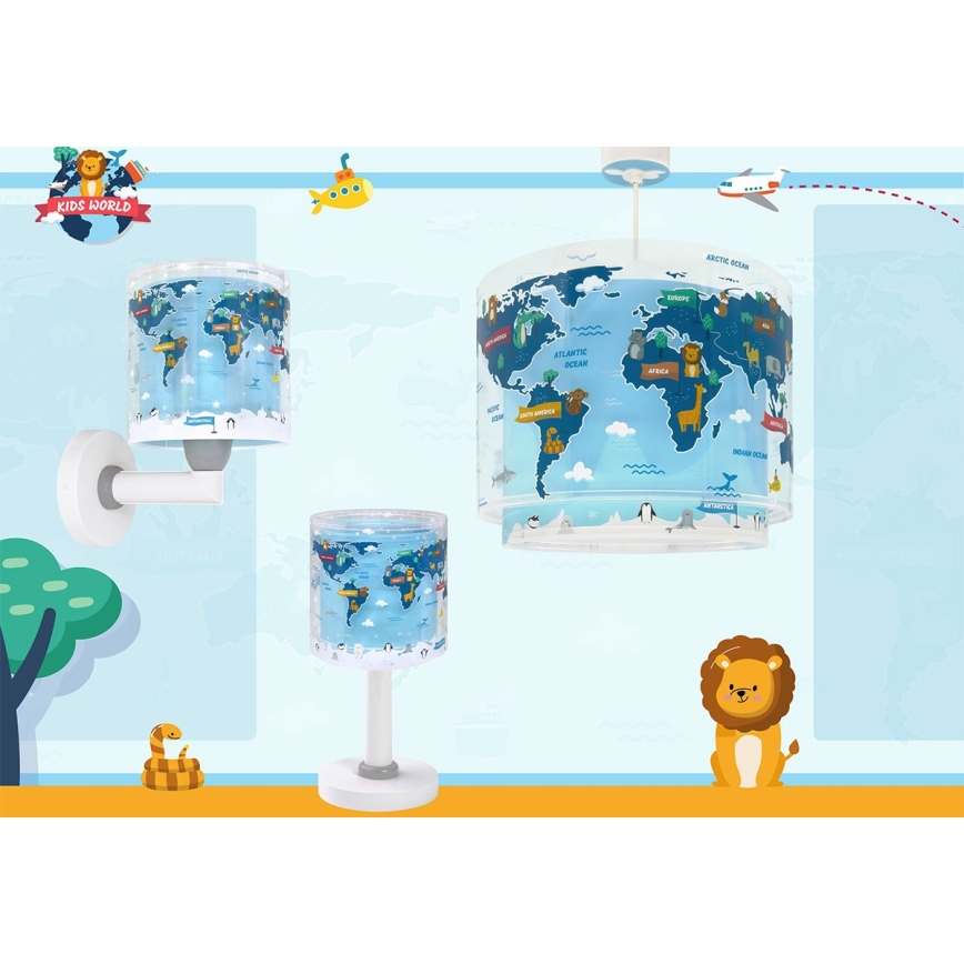Dalber 40679 - Kids' wall lamp WORLD 1xE27/15W/230V blue