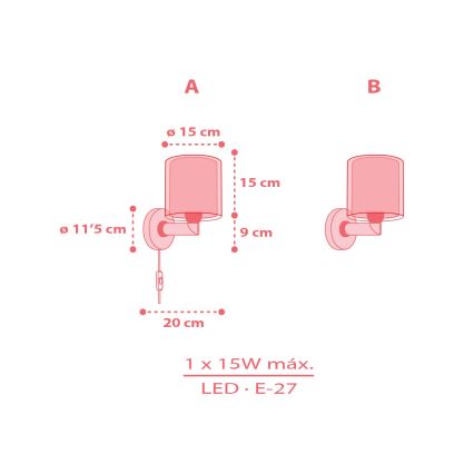 Dalber 41199 - Children's wall lamp RAINBOW 1xE27/15W/230V multicolored