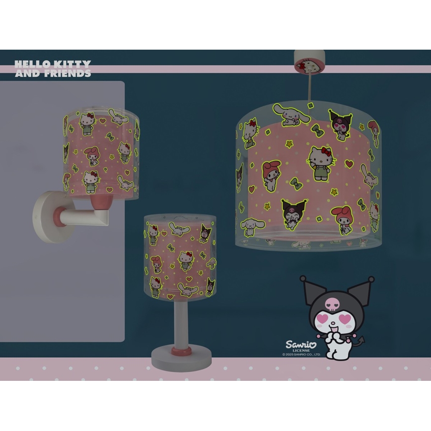Dalber 41252 - Children's pendant light HELLO KITTY&FRIENDS 1xE27/15W/230V pink