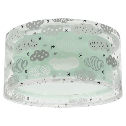 Dalber 41416H - Children's ceiling light CLOUDS 2xE27/60W/230V green